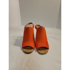BCBGENERATION BCBG GENERATION Loriah X Leather Orange Block Heels Sandals 9.5